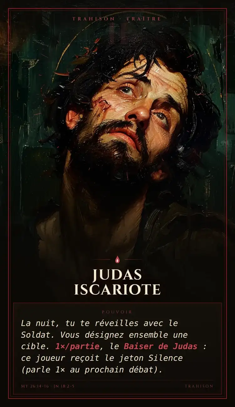 Carte Judas Iscariote du jeu L'Heure de la Trahison