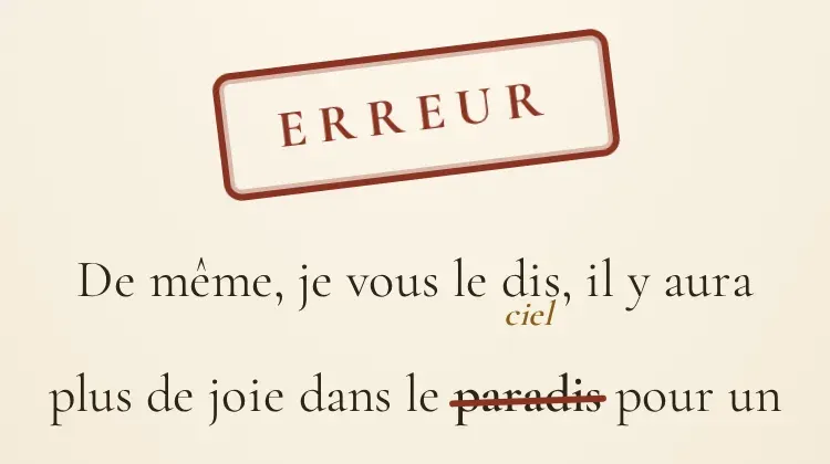 L’écran de révélation d’IL EST ÉCRIT : tampon ERREUR sur un verset