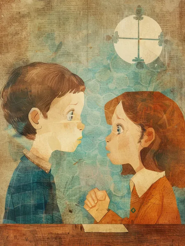 Deux enfants se parlent franchement, les yeux dans les yeux