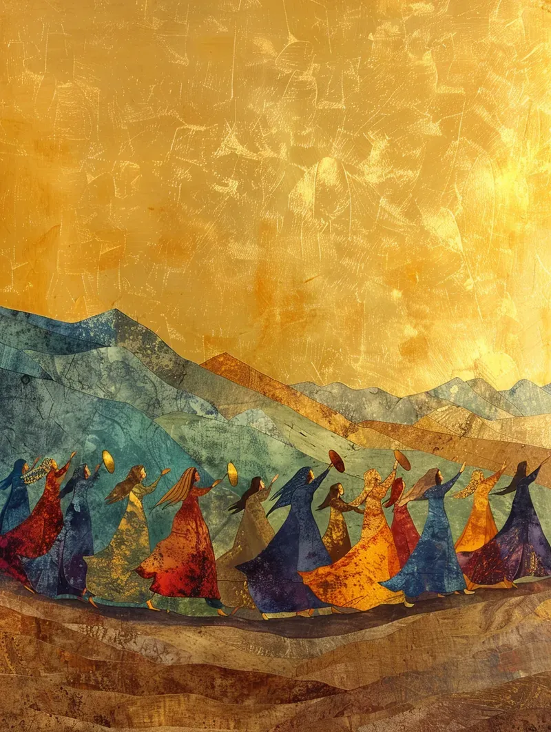 Miryam — les femmes d’Israël dansant avec des tambourins après la mer Rouge